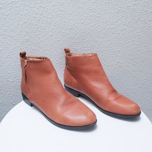 ASOS tan leather zip up boot booties shoes sz. 9